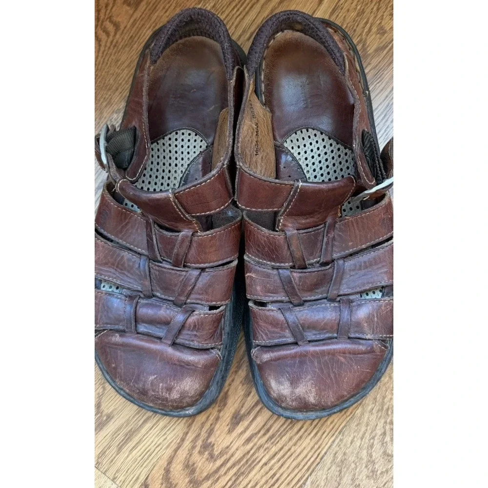 Born Sandals Shoe Men 12 Brown cabot lll Leather Fisherman Buckle Comfort Casual